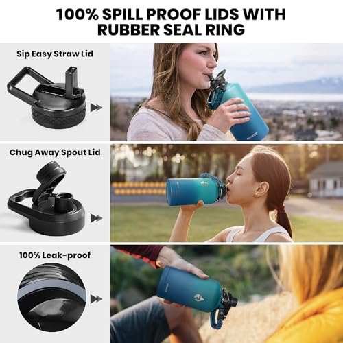 RAYMYLO One Gallon Water Bottle Insulated, Triple Walled Vacuum Stainless Steel (Cold for 48 Hrs), Leak Proof & Non-BPA, Large Water Flask Jug with Paracord Handle & Straw Spout Lids - Image 3