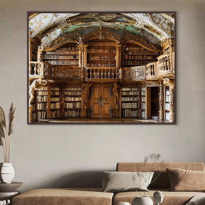 ماركتنا لوحة قماشية بتصميم مكتبة مع برواز مجوف مقاس (90×60) قطعة واحدة - Image 2