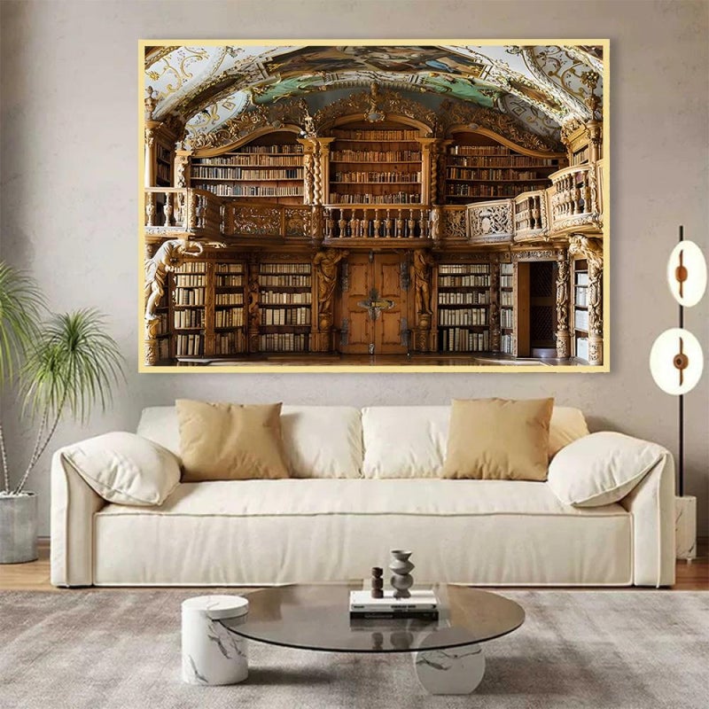 ماركتنا لوحة قماشية بتصميم مكتبة مع برواز مجوف مقاس (90×60) قطعة واحدة - Image 1