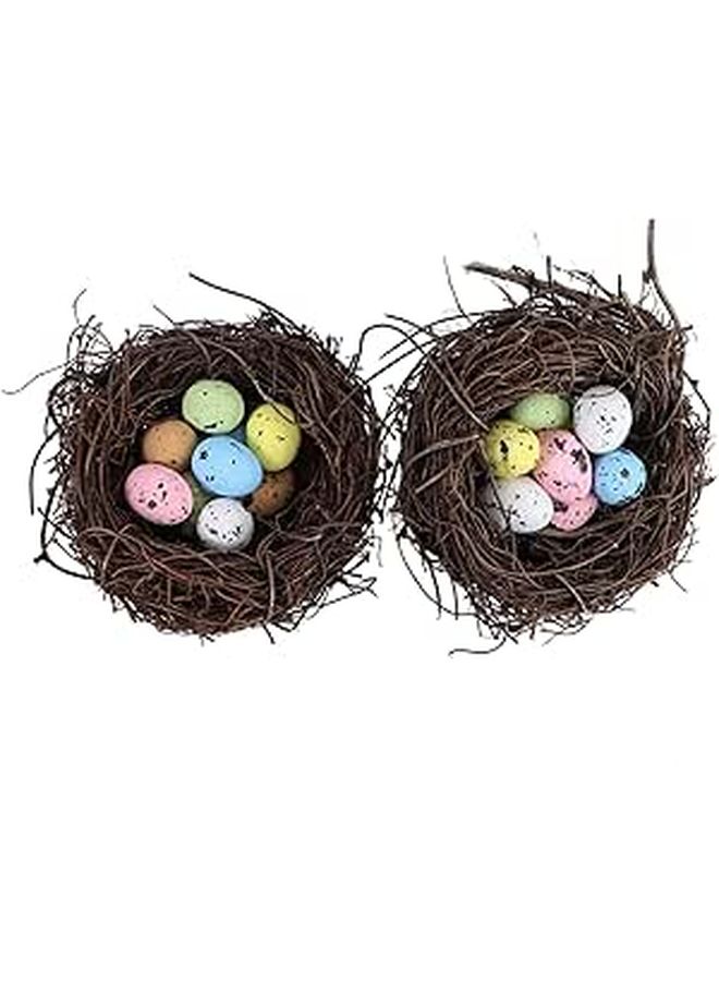 2Pcs Handmade Easter Bird Nest Egg Decorations Spring Photo Props - Image 1