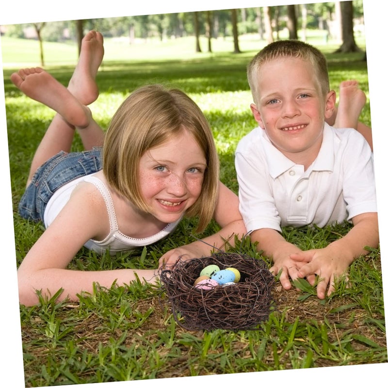 2Pcs Handmade Easter Bird Nest Egg Decorations Spring Photo Props - Image 5