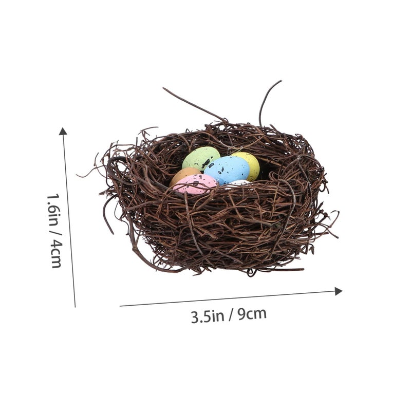 2Pcs Handmade Easter Bird Nest Egg Decorations Spring Photo Props - Image 3