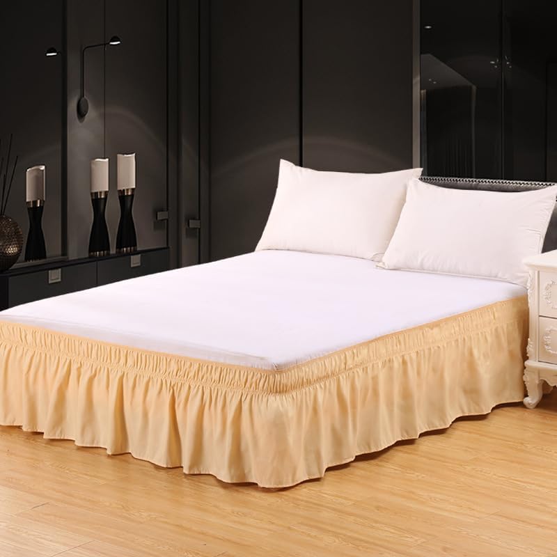 Bed Skirts -15in Drop Dust Ruffle,Soft Polyester-Cotton Ruffled,Easy-Install for Bedroom,Durable Twin-Compatible Dust Ruffle,Yellow,1 Piece Bed Skirt for Home - Image 1