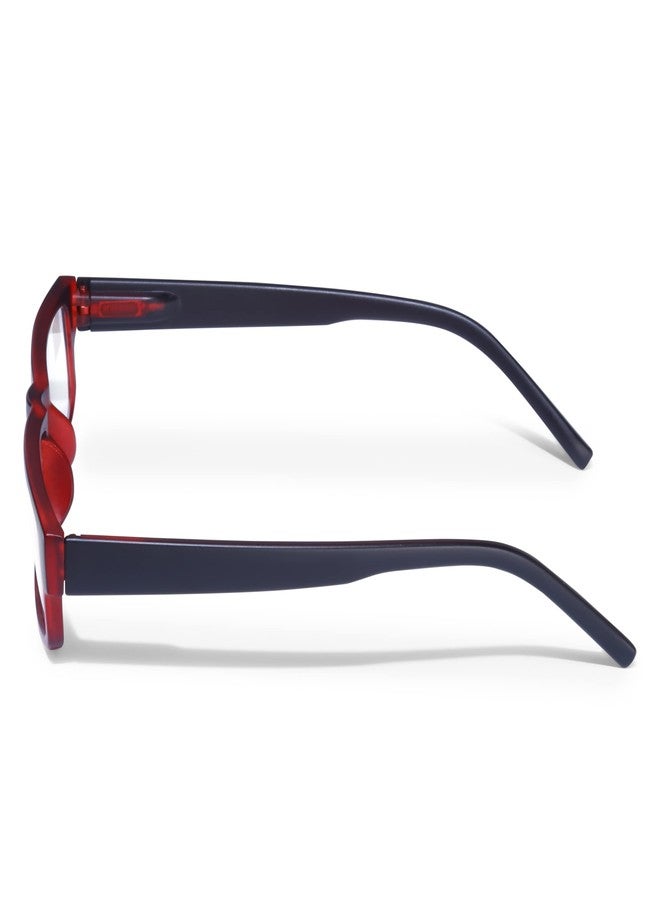 AEC Style6 Unisex Reading Glasses Power Full Rim Stylish Dual-Tone Plastic Frame Eyeglasses with Soft Sleeve Case For Men and Women (Red-Black, 1.00, x) - Image 4