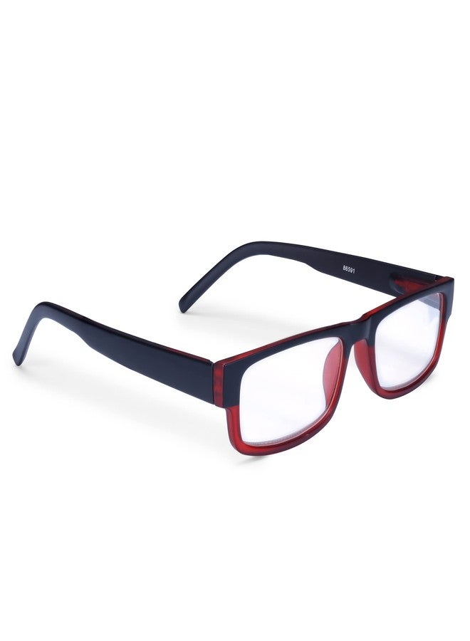 AEC Style6 Unisex Reading Glasses Power Full Rim Stylish Dual-Tone Plastic Frame Eyeglasses with Soft Sleeve Case For Men and Women (Red-Black, 1.00, x) - Image 5