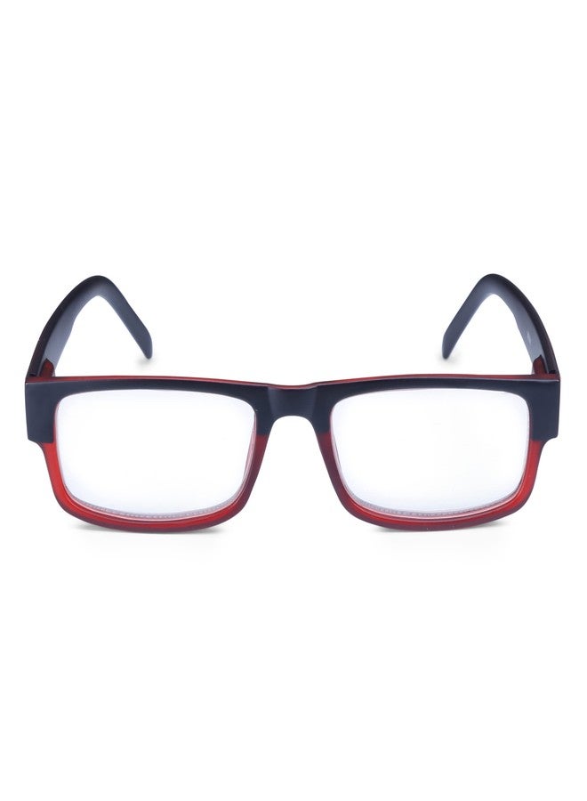 AEC Style6 Unisex Reading Glasses Power Full Rim Stylish Dual-Tone Plastic Frame Eyeglasses with Soft Sleeve Case For Men and Women (Red-Black, 1.00, x) - Image 3