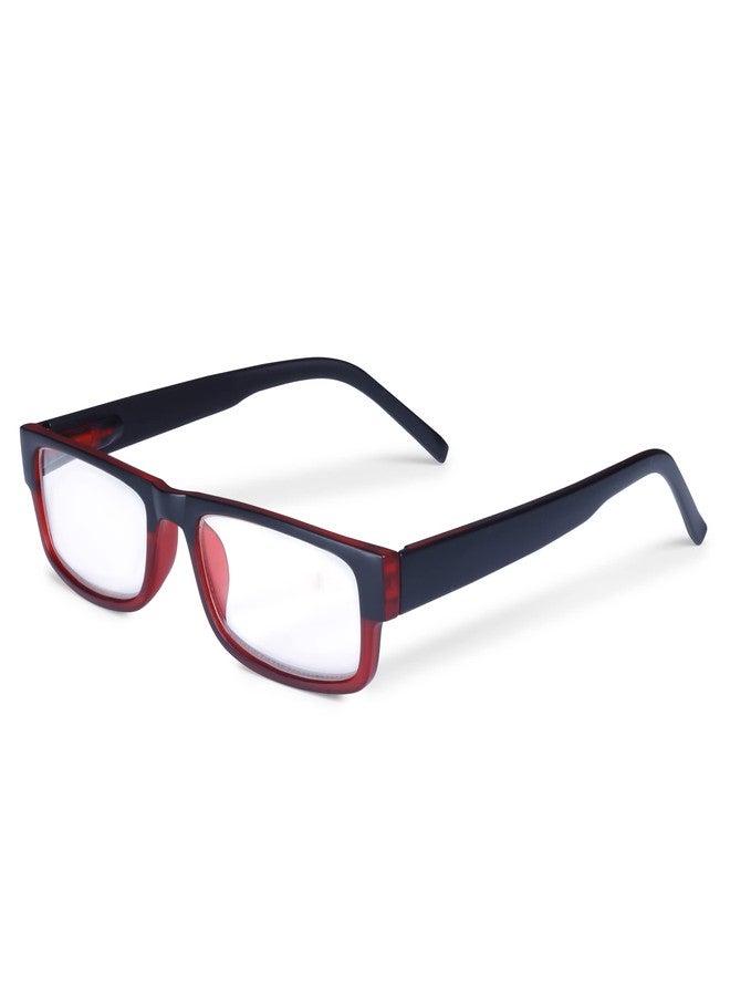 AEC Style6 Unisex Reading Glasses Power Full Rim Stylish Dual-Tone Plastic Frame Eyeglasses with Soft Sleeve Case For Men and Women (Red-Black, 1.00, x) - Image 1