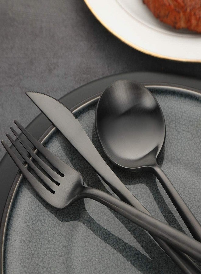 KitchEase 4-Piece French Style Dessert Spoon | Stainless Steel Flatware Ice-Cream Spoons Set | Elegant Dishwasher-Safe Silverware Cutlery Set for Home, Restaurants & Gifting (Matte Black) - Image 3