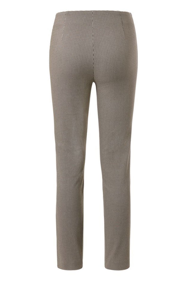 Tchibo Women Regular Fit Micro Checkered Pant, Brown - Image 3