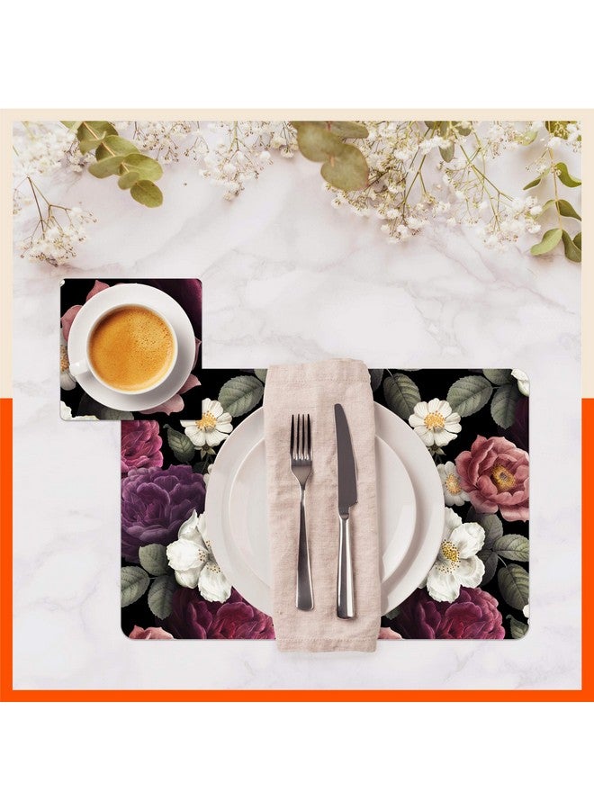 Bathla حصائر طاولة باثلا - مجموعة من 6 - 45 سم × 30 سم حصائر طاولة PVC وواقيات للأكواب لطاولة الطعام المنزلية | متعددة الاستخدامات، مقاومة للحرارة، مقاومة للماء وقابلة للغسل | مات ووركس (كامليا) - Image 2