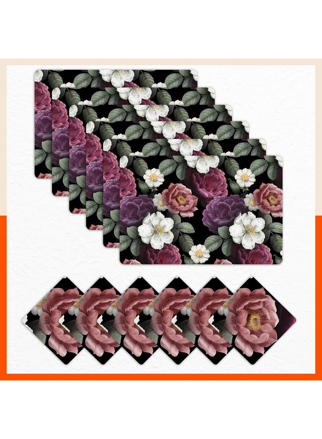 Bathla حصائر طاولة باثلا - مجموعة من 6 - 45 سم × 30 سم حصائر طاولة PVC وواقيات للأكواب لطاولة الطعام المنزلية | متعددة الاستخدامات، مقاومة للحرارة، مقاومة للماء وقابلة للغسل | مات ووركس (كامليا) - Image 1