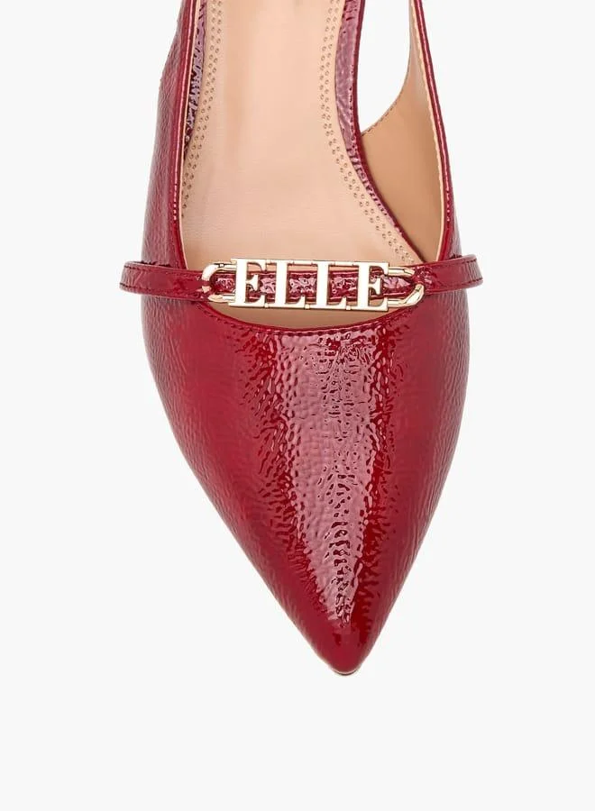 ELLE Women's Logo Accent Slingback Shoes with Stiletto Heels