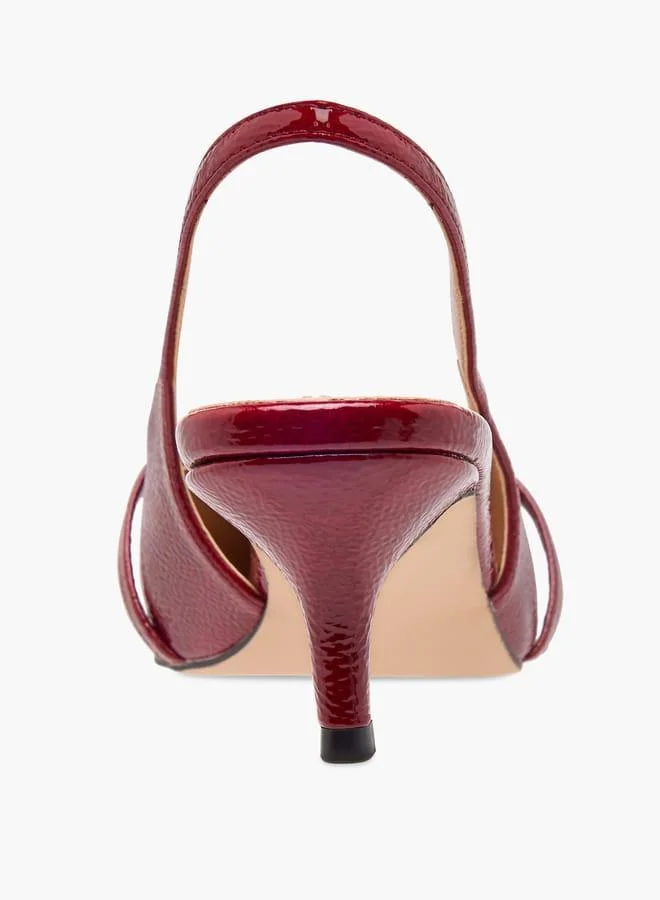 ELLE Women's Logo Accent Slingback Shoes with Stiletto Heels