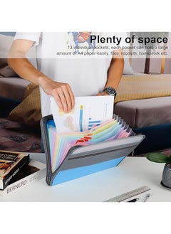 erorex File Organizer A4 Document Organizer With 27Pcs Multicolor Labels 13 Pockets Expanding File Folder With Sticky Labels Portable File Box For Office School Home Orange  - Image 5