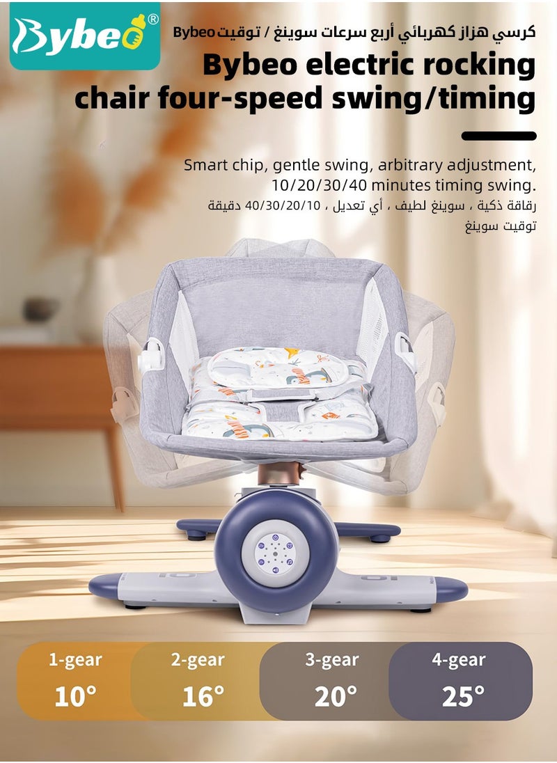 Bybeo - Baby Swing, Infant Crib Rocking Chairs, Portable Babies Rocker Chair, Electric Bouncer for Infants Boys Girls, 3 Seat Positions 4 Speeds, Bluetooth Music, Harness Belt and Remote Control - Image 1