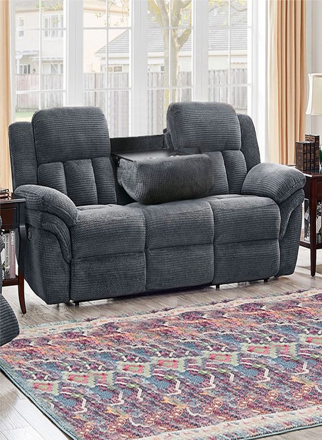 Home Box Stanford 3-Seater Fabric Recliner With Drop Down And 2 Cup Holders 98x99x230 cm - Image 1