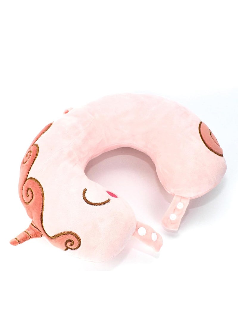 Generic - Comfy Neck Support Soft Fiber Travel Neck Pillow U-Shape For Car, Travel, Office,Airplane and Gifts - Unicorn - Pink - Image 1