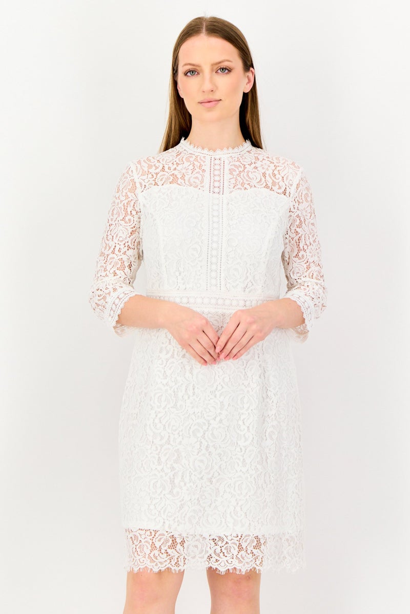 SELECTED Women Eyelet Mini Dress, White - Image 1