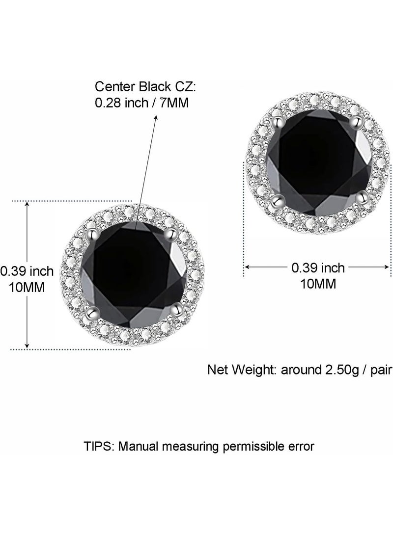 Cubic Zirconia Earrings Studs, CZ Stud Earrings 10MM Round Halo Stud Earrings Hypoallergenic for Women - Image 2