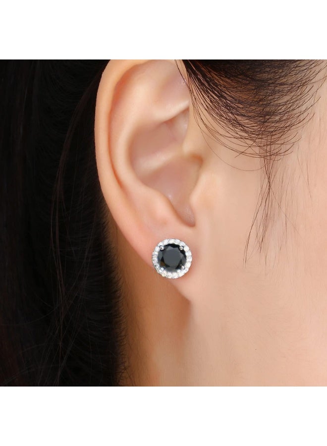 Cubic Zirconia Earrings Studs, CZ Stud Earrings 10MM Round Halo Stud Earrings Hypoallergenic for Women - Image 3