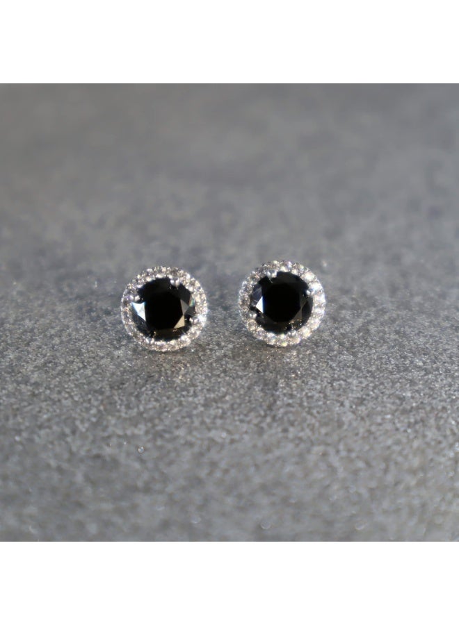 Cubic Zirconia Earrings Studs, CZ Stud Earrings 10MM Round Halo Stud Earrings Hypoallergenic for Women - Image 4
