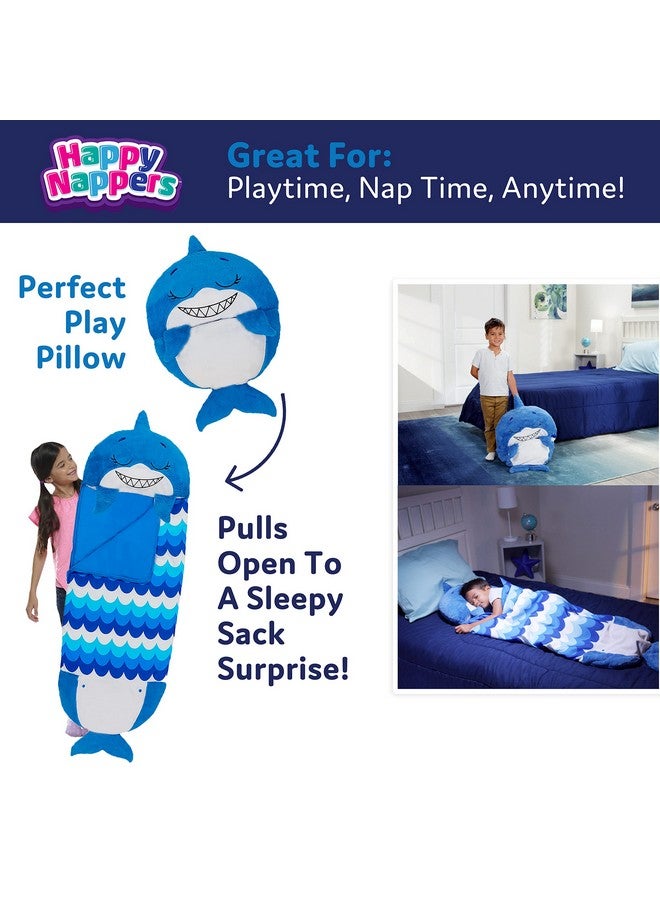 Happy Nappers Pillow & Sleepy Sack- Comfy, Cozy, Compact, Super Soft, Warm, All Season, Sleeping Bag with Pillow- Blue Shark (Medium- 54” x 20”) - Image 2