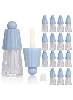 COSIDEA 15pcs 4ml Cute empty lip gloss tubes with wand Blue short chubby lipgloss tube big applicator container