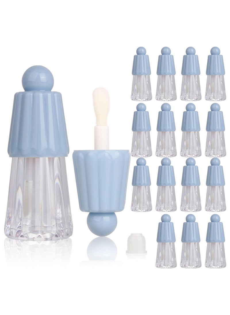 COSIDEA - COSIDEA 15pcs 4ml Cute empty lip gloss tubes with wand Blue short chubby lipgloss tube big applicator container - Image 1