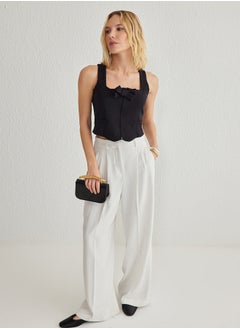 trendyol Black Regular Ribbon Detail Waistcoat  TWOSS25YE00036  - Image 1