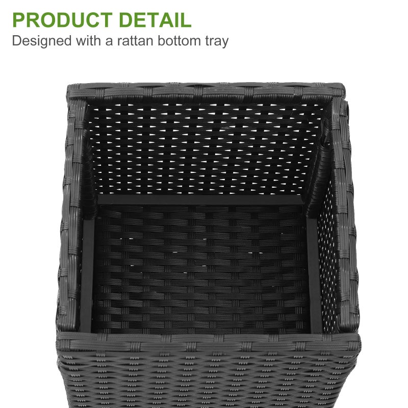 LEWIS&WAYNE Set of 2 Tall Planters for Outdoor Plants Handmade 24'' Wicker Tall Square Planter Box with Removable Liners Modern Planter for Indoor Outdoor Garden Patio Front Porch - Black - Image 4