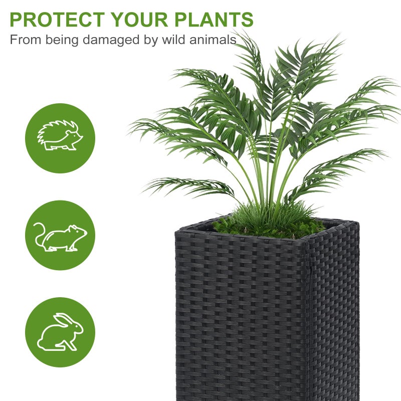 LEWIS&WAYNE Set of 2 Tall Planters for Outdoor Plants Handmade 24'' Wicker Tall Square Planter Box with Removable Liners Modern Planter for Indoor Outdoor Garden Patio Front Porch - Black - Image 5