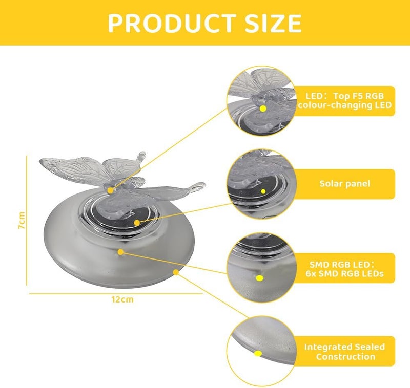 2 Pack Solar Floating Pool Lights, Butterfly and Dragonfly RGB Waterproof - Image 2
