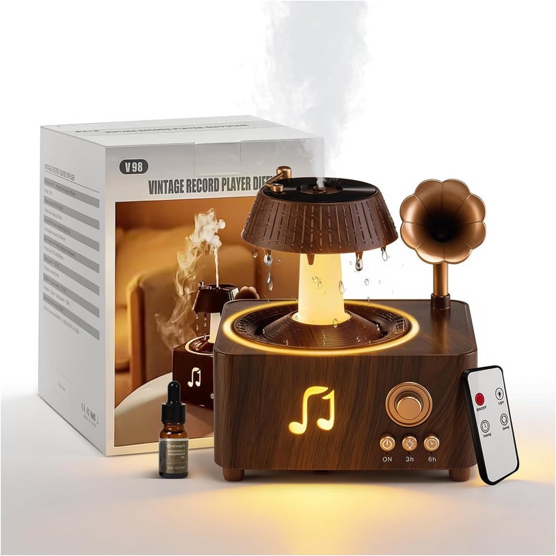 Stjiatu Aromatherapy Diffuser Oil Humidifier with Essential for Home, 250ml Rain Ultrasonic Aroma Diffuser. 7 Colors Light Waterless Auto Off with Remote Control for Large Room Office, Dark Wood Grain Gifts - Image 1