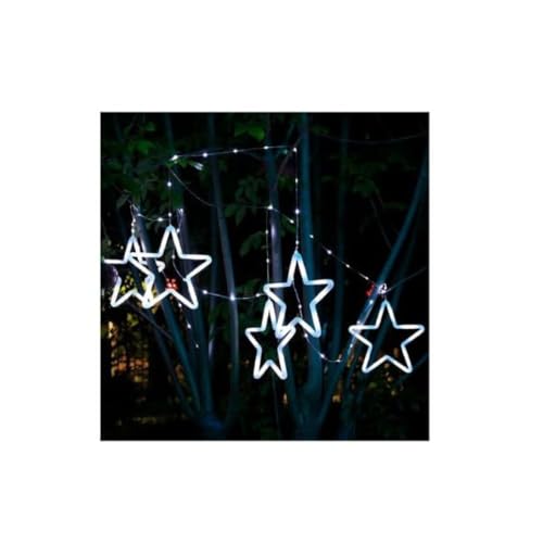 HUMAIZAR Neon Star LED Curtain Light | 4+4 Hanging Stars | Decorative Wall Light for Festivals, Bedroom, Parties, Balcony, Kids Room – White -Color Neon Glow - Image 3