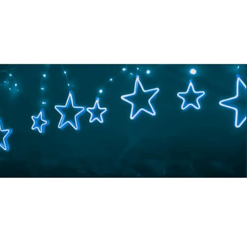 HUMAIZAR Neon Star LED Curtain Light | 4+4 Hanging Stars | Decorative Wall Light for Festivals, Bedroom, Parties, Balcony, Kids Room – White -Color Neon Glow - Image 5