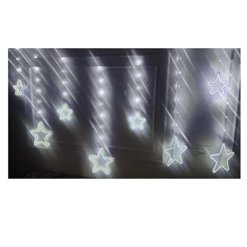 HUMAIZAR Neon Star LED Curtain Light | 4+4 Hanging Stars | Decorative Wall Light for Festivals, Bedroom, Parties, Balcony, Kids Room – White -Color Neon Glow - Image 2