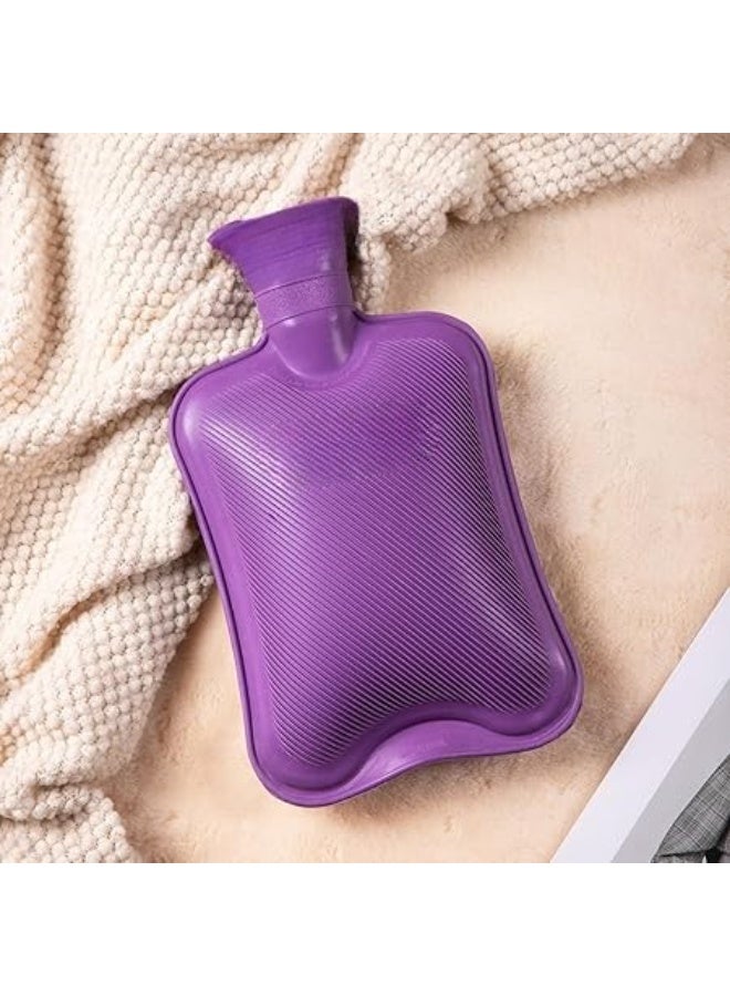 زجاجة ماء ساخن مطاطية كلاسيكية HomeTop – 2 لتر لتخفيف الألم والعلاج بالحرارة والبرودة، تصميم متين – بنفسجي - Image 1