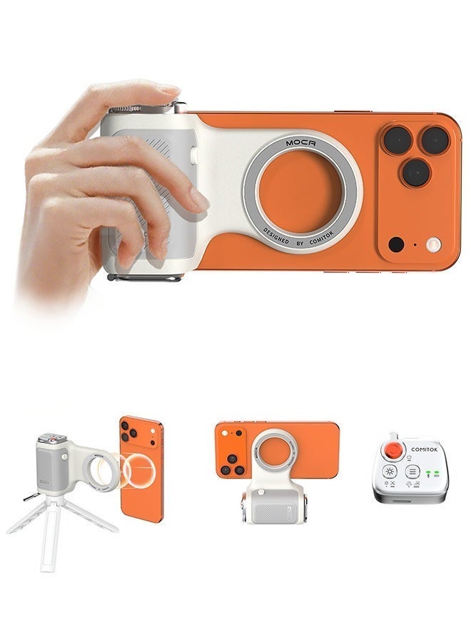 COMITOK Magnetic Phone Shoot Hand Grip Wireless Selfie Booster, for iPhone - One-Hand Use with Focus Lock/DSLR Shutter,Rechargeable Remote Control, Mirror/Fill Light - Image 5