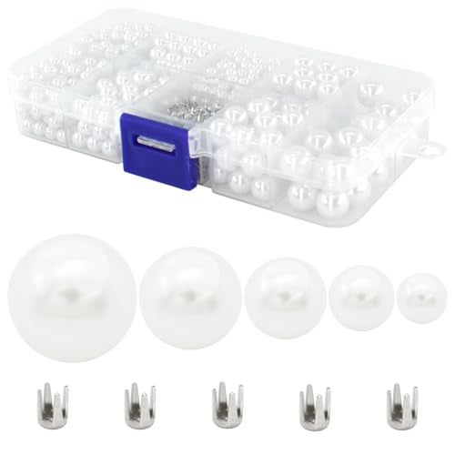 BDS-HOME 1670pcs White Pearl Beads with Rivet Studs Pearl Setting Machine Accessories 5 Size no Holes Pearl Beads for DIY Crafts and Decoration - Image 1