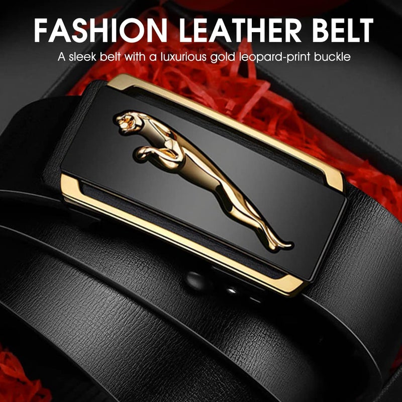 GUSTAVE® Waist Belts for Men Fashion Black Mens Belt Slide Lock Leather Belt for Men, with Click Buckle - 130cm Length, Free Adjustable, No Belt Hole - Image 5
