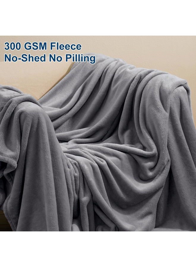 PHF Ultra Soft Fleece Blanket King Size, No Shed No Pilling Luxury Plush Cozy 300GSM Lightweight Blanket for Bed, Couch, Chair, Sofa Suitable for All Season, 108" x 90", Grey - Image 3