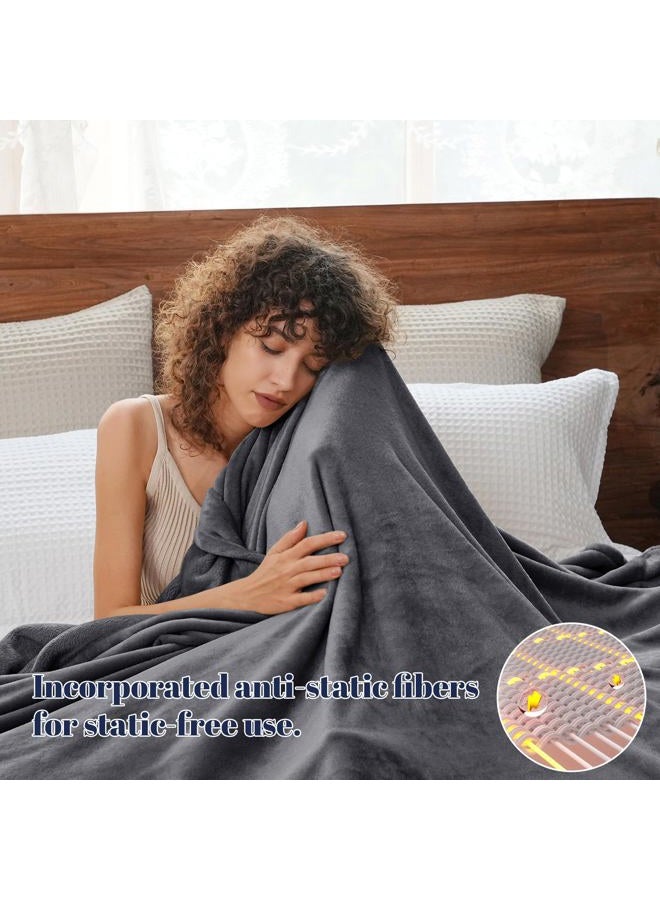 PHF Ultra Soft Fleece Blanket King Size, No Shed No Pilling Luxury Plush Cozy 300GSM Lightweight Blanket for Bed, Couch, Chair, Sofa Suitable for All Season, 108" x 90", Grey - Image 2