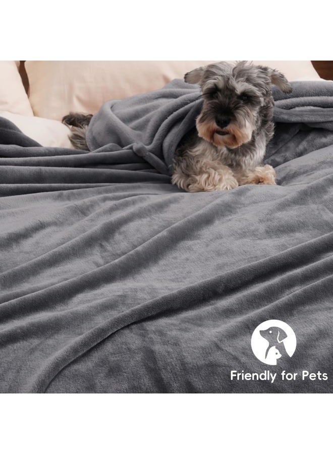 PHF Ultra Soft Fleece Blanket King Size, No Shed No Pilling Luxury Plush Cozy 300GSM Lightweight Blanket for Bed, Couch, Chair, Sofa Suitable for All Season, 108" x 90", Grey - Image 5