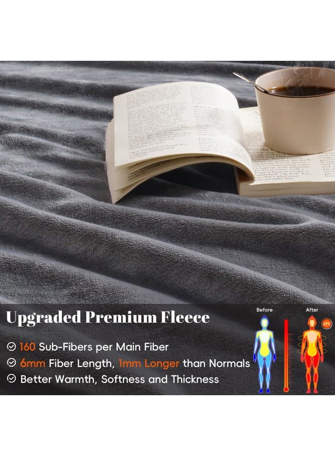 PHF Ultra Soft Fleece Blanket King Size, No Shed No Pilling Luxury Plush Cozy 300GSM Lightweight Blanket for Bed, Couch, Chair, Sofa Suitable for All Season, 108" x 90", Grey - Image 4