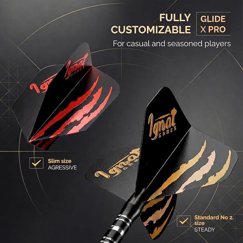 IgnatGames Darts Metal Tip Set - Professional Darts with Stylish Case and Darts Guide, Steel Tip Darts Set with Aluminum Shafts + Rubber O'Rings + Extra Flights + Dart Sharpener and Wrench - Image 4
