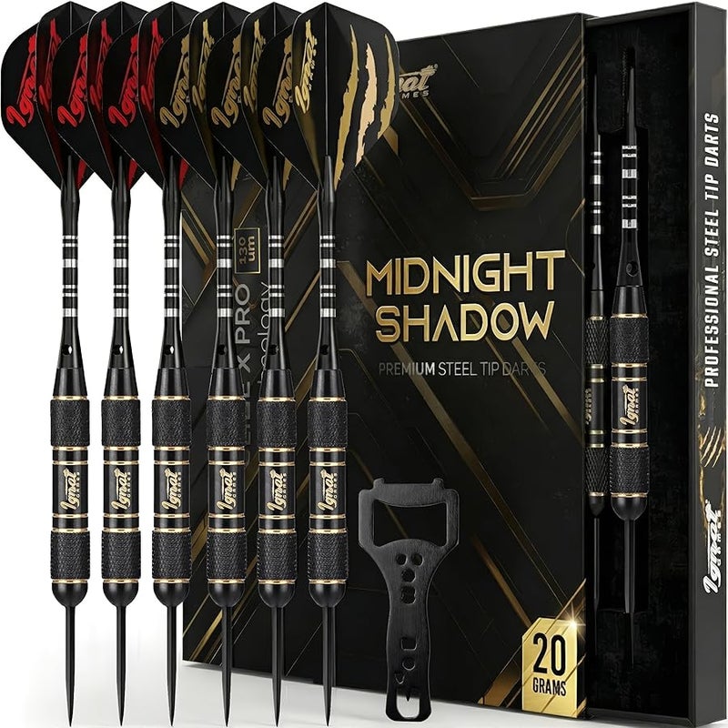 IgnatGames Darts Metal Tip Set - Professional Darts with Stylish Case and Darts Guide, Steel Tip Darts Set with Aluminum Shafts + Rubber O'Rings + Extra Flights + Dart Sharpener and Wrench - Image 1