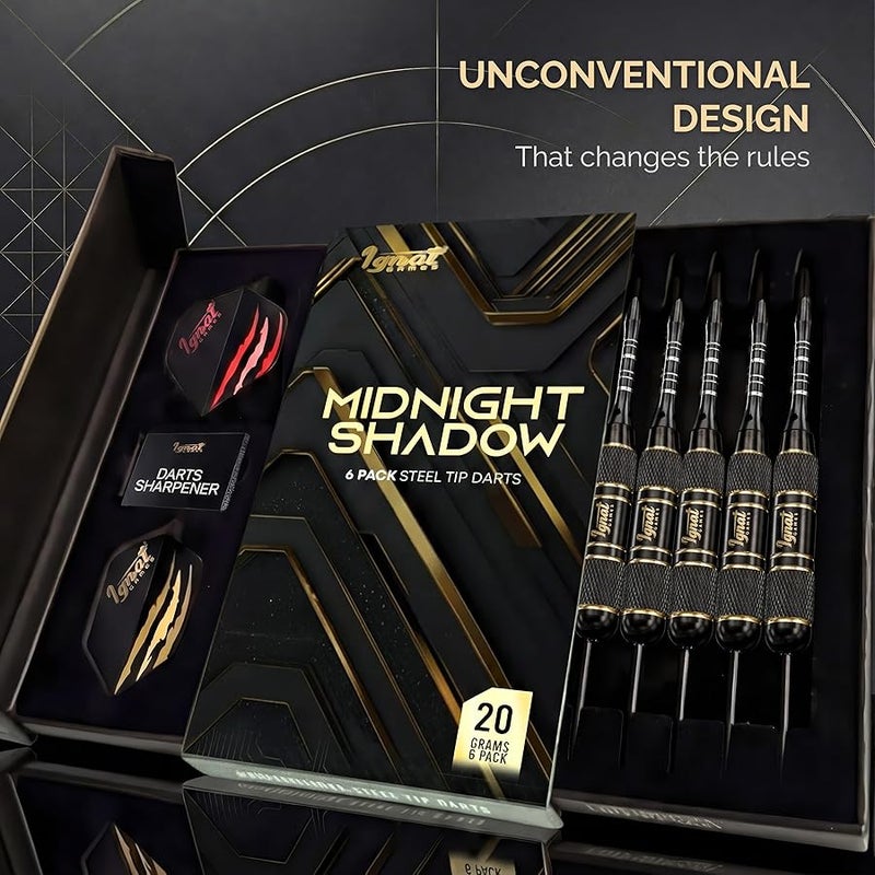 IgnatGames Darts Metal Tip Set - Professional Darts with Stylish Case and Darts Guide, Steel Tip Darts Set with Aluminum Shafts + Rubber O'Rings + Extra Flights + Dart Sharpener and Wrench - Image 3