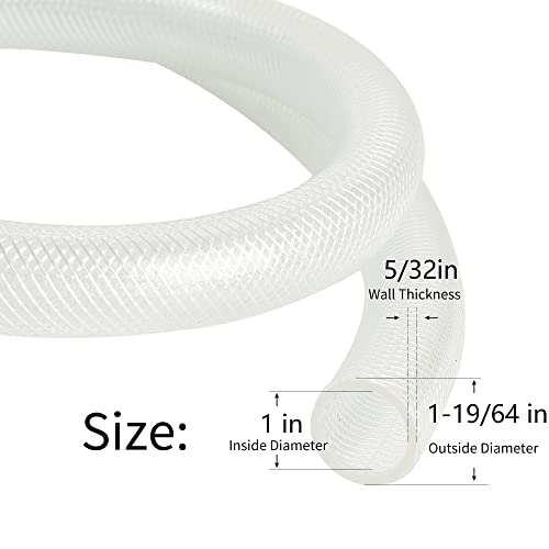Geowaky 1’’ ID × 1-19/64" OD - 10 ft Clear Braided Hose Plastic Vinyl Tubing, High Pressure Flexible Reinforced PVC Tube for Transfer Water Air Oil, BPA Free & Non-Toxic - Image 2