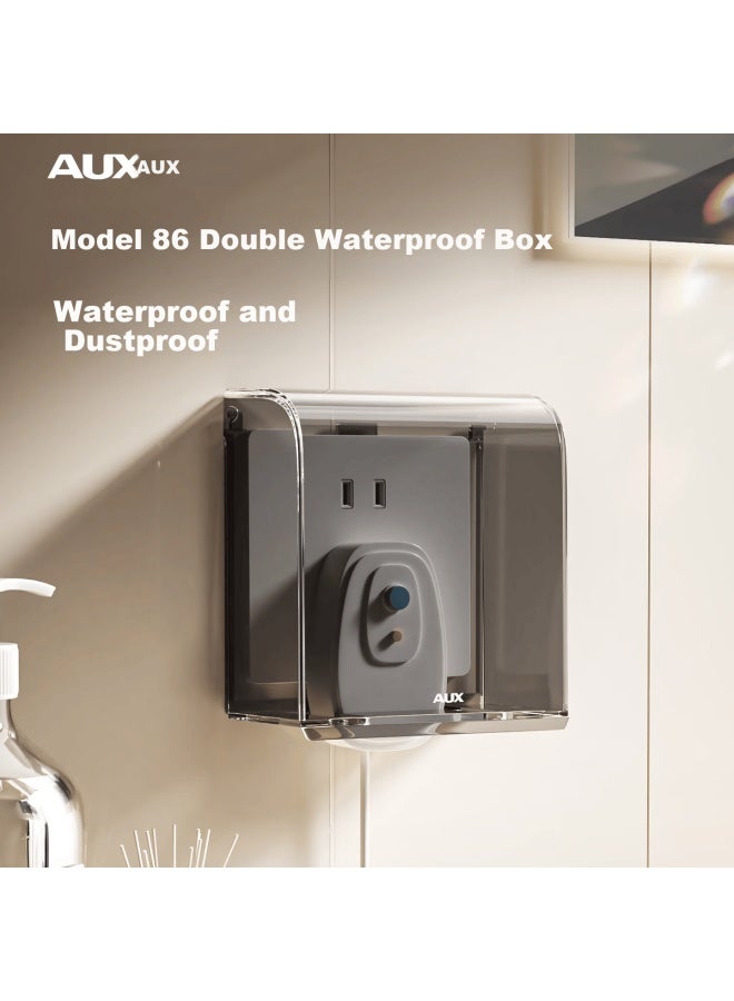 Oaks Aux Elevated Waterproof Box 86-type Switch Waterproof Cover Bathroom Water Heater Leakage Socket Waterproof Case Adhesive White - Image 1