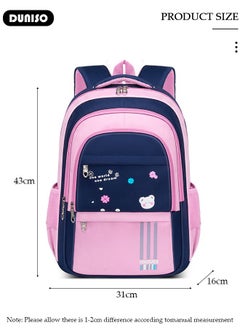 DUNISO Kids Backpacks Oxford Cloth for Girls,Lightweight Large Capacity Durable Waterproof School Book Bag,Cute Cartoon Printing Pink Toddler Backpack with Adujustable Strap and Bottle Side Pockets for Aged 9-15,Suitable for Travel Outing And School  - Image 4